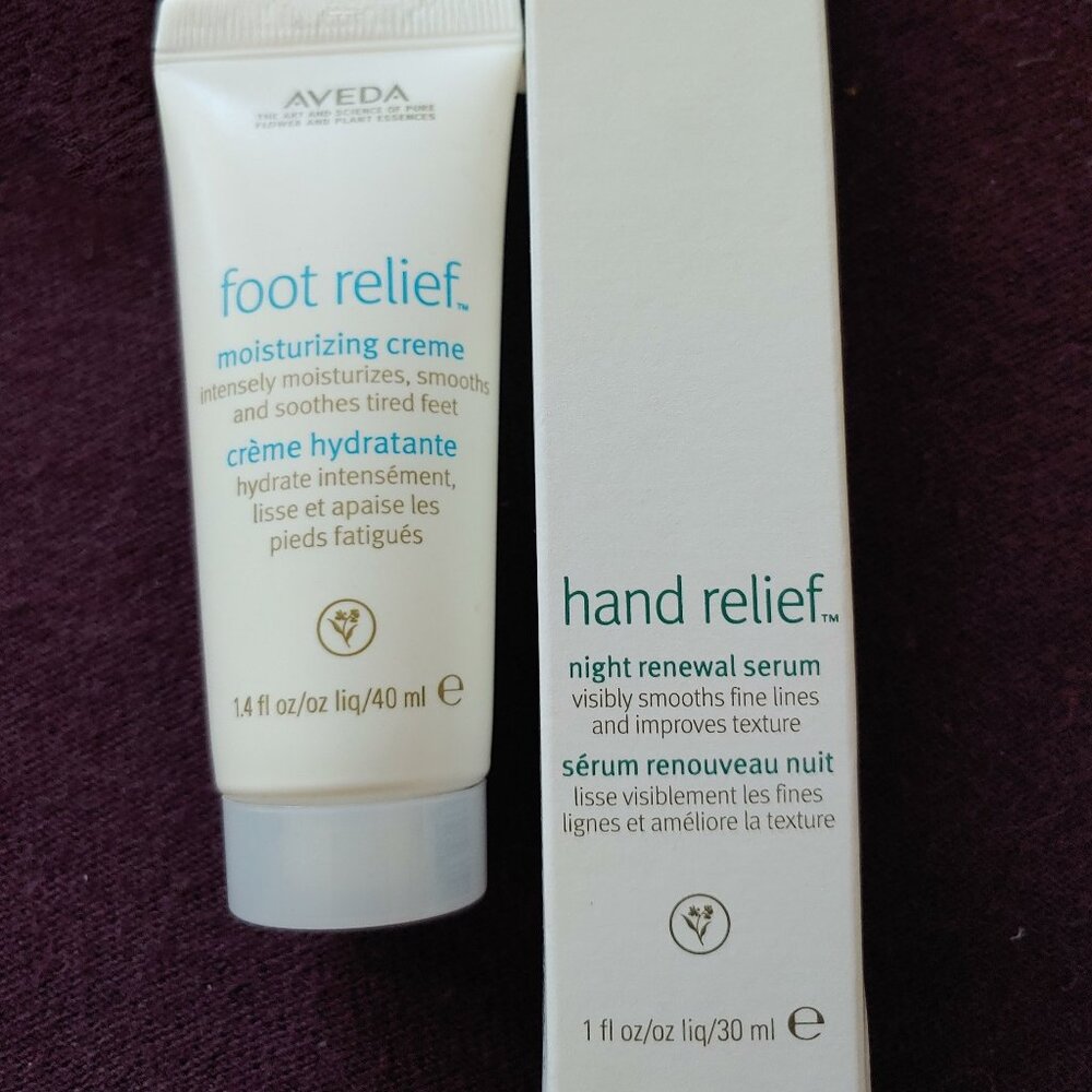 AVEDA Foot Relief and Hand Relief age Renewal Serum